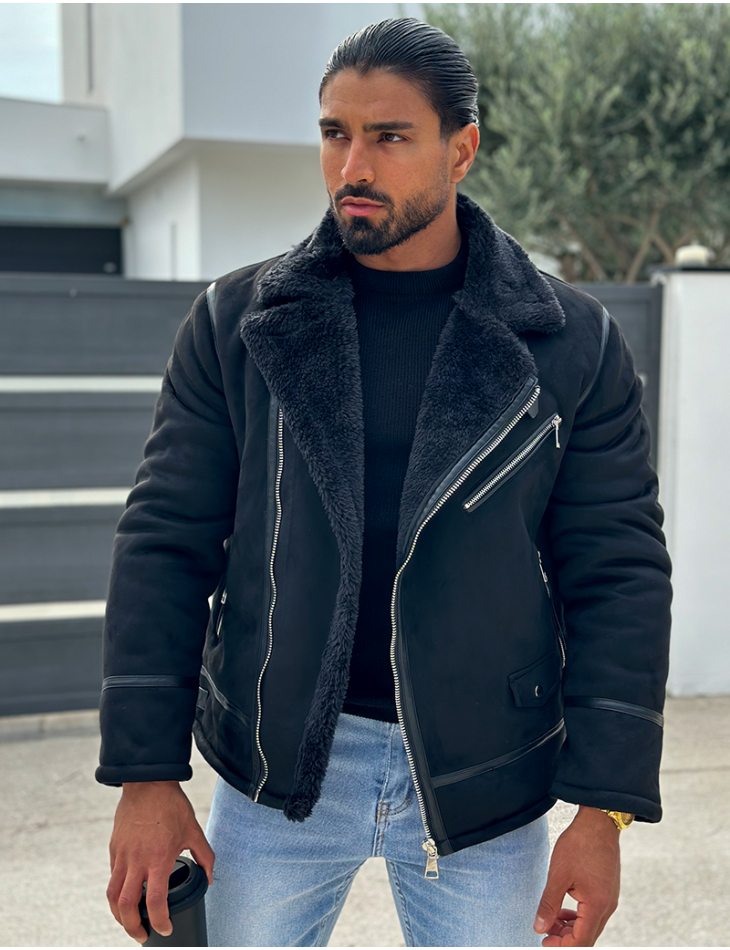 Veste en suedine fourree