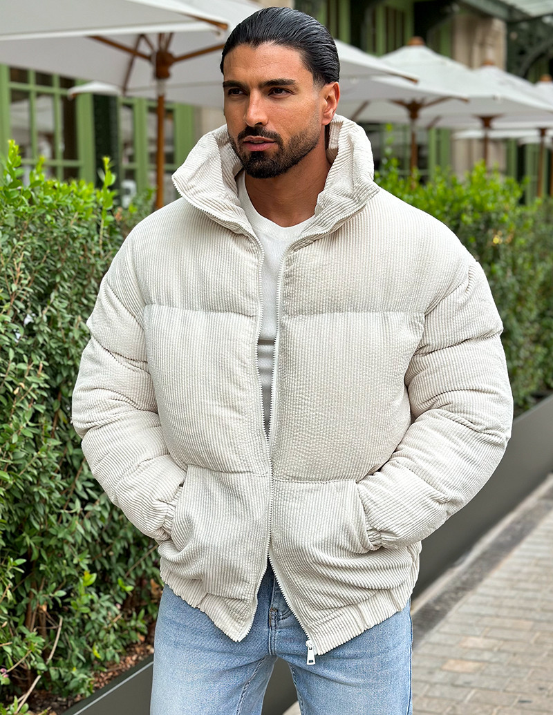 Doudoune côtelée en velours