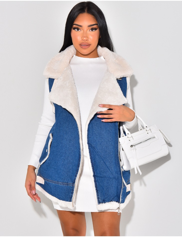 Perfect oversize en jeans fourré sans manche Perfect oversize en jeans fourré sans manche