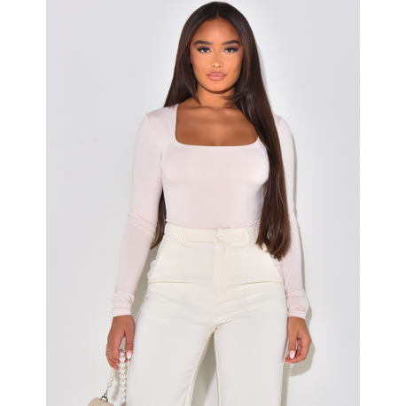   Body-hugging square-neck bodysuit
