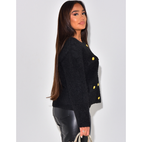 Gilet en laine à boutons dorés Gilet en laine à boutons dorés