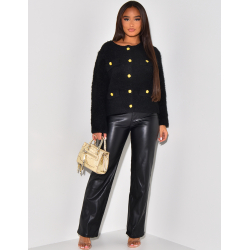 Gilet en laine à boutons dorés Gilet en laine à boutons dorés