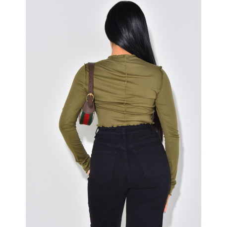 Crop top manches longues à coutures apparentes Crop top manches longues à coutures apparentes