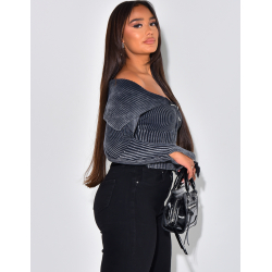 Pull court effet retroussé à zip  Pull court effet retroussé à zip