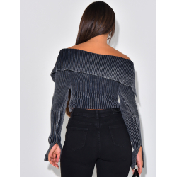 Pull court effet retroussé à zip  Pull court effet retroussé à zip