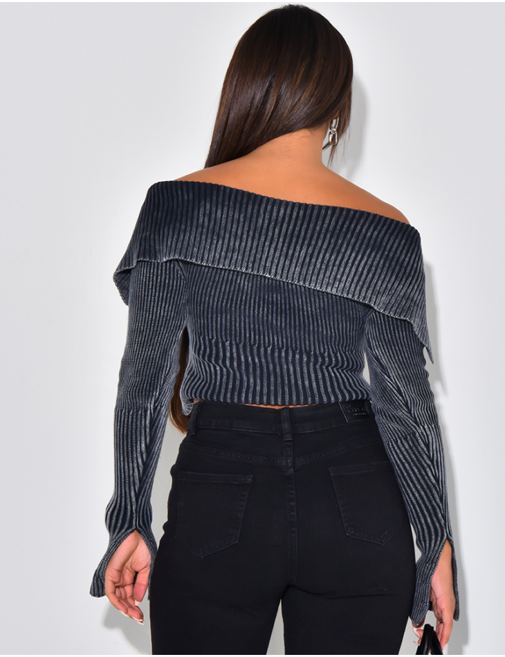 Pull court effet retroussé à zip  Pull court effet retroussé à zip