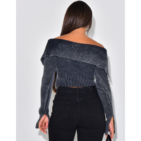 Pull court effet retroussé à zip  Pull court effet retroussé à zip