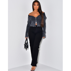 Pull court effet retroussé à zip  Pull court effet retroussé à zip