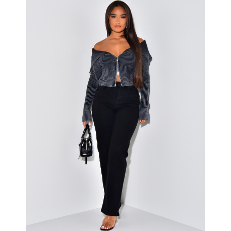 Pull court effet retroussé à zip  Pull court effet retroussé à zip