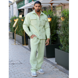 Ensemble molletonné pantalon et chemise à poches Ensemble molletonné pantalon et chemise à poches