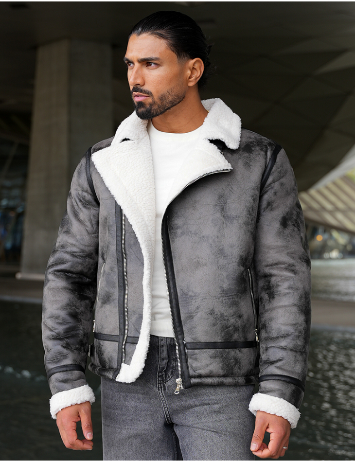 Veste a zip fourree avec col en fourrure