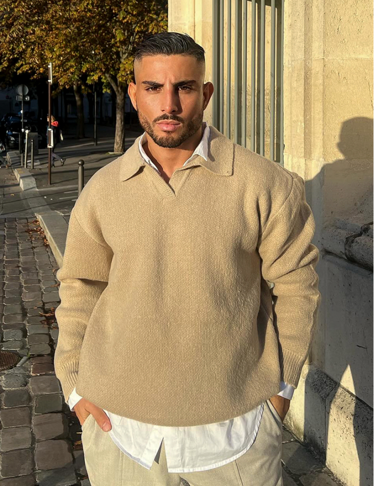 Knitted polo neck jumper