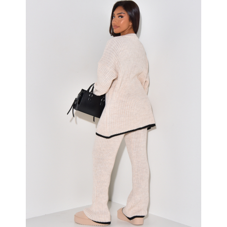 Oversized jumper and ribbed trousers with contrasting trims   Oversized jumper and ribbed trousers with contrasting trims