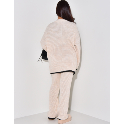 Oversized jumper and ribbed trousers with contrasting trims   Oversized jumper and ribbed trousers with contrasting trims