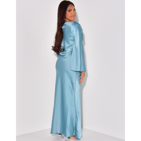 Robe longue en satin à manches évasées Robe longue en satin à manches évasées
