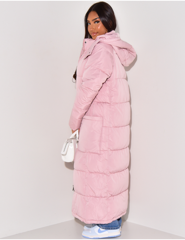 Doudoune longue femme rose store