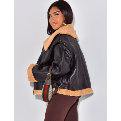 Oversized shearling bomber jacket