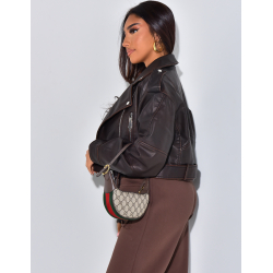 Short jacket in faded faux leather