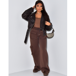 Short jacket in faded faux leather