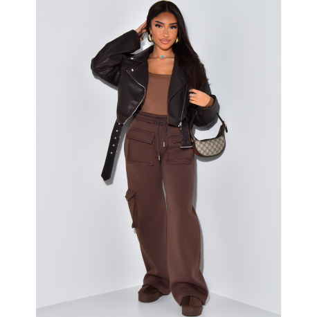 Short jacket in faded faux leather