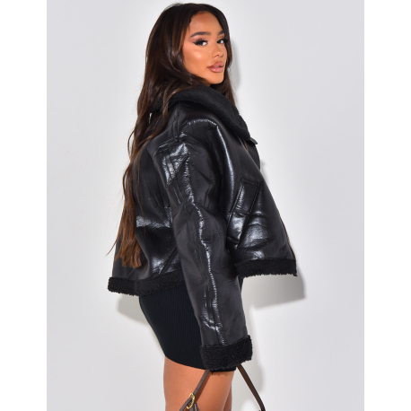 Übergroße Bomberjacke aus Lammfell   Übergroße Bomberjacke aus Lammfell