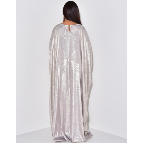 Robe ample ajustée à la taille en tissu métallique