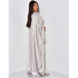 Robe ample ajustée à la taille en tissu métallique
