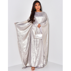 Robe ample ajustée à la taille en tissu métallique