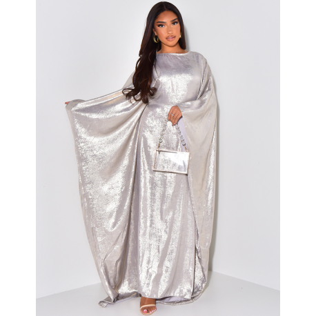 Robe ample ajustée à la taille en tissu métallique