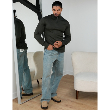 Pull fin col à fermeture éclaire