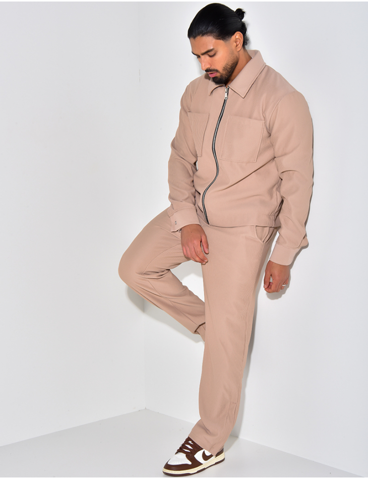 Ensemble plissé pantalon et veste zippée Ensemble plissé pantalon et veste zippée