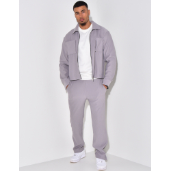 Ensemble plissé pantalon et veste zippée