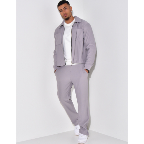 Ensemble plissé pantalon et veste zippée