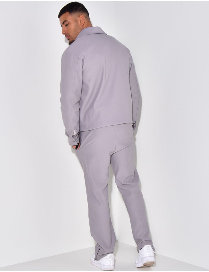 Ensemble plissé pantalon et veste zippée