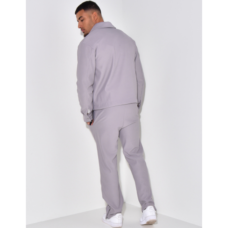 Ensemble plissé pantalon et veste zippée