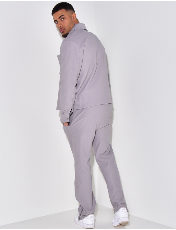 Ensemble plissé pantalon et veste zippée