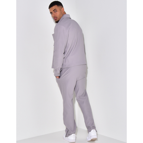 Ensemble plissé pantalon et veste zippée