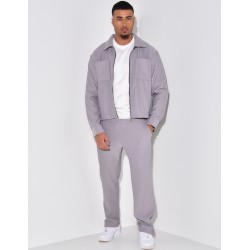 Ensemble plissé pantalon et veste zippée