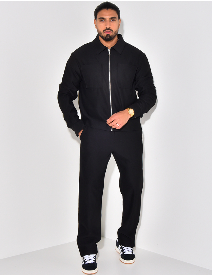 Ensemble plissé pantalon et veste zippée Ensemble plissé pantalon et veste zippée