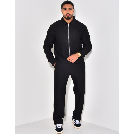 Ensemble plissé pantalon et veste zippée Ensemble plissé pantalon et veste zippée