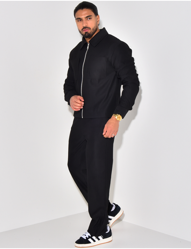 Ensemble plissé pantalon et veste zippée Ensemble plissé pantalon et veste zippée