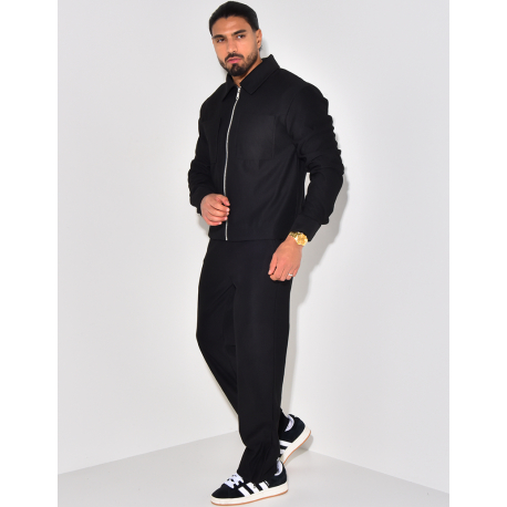 Ensemble plissé pantalon et veste zippée Ensemble plissé pantalon et veste zippée