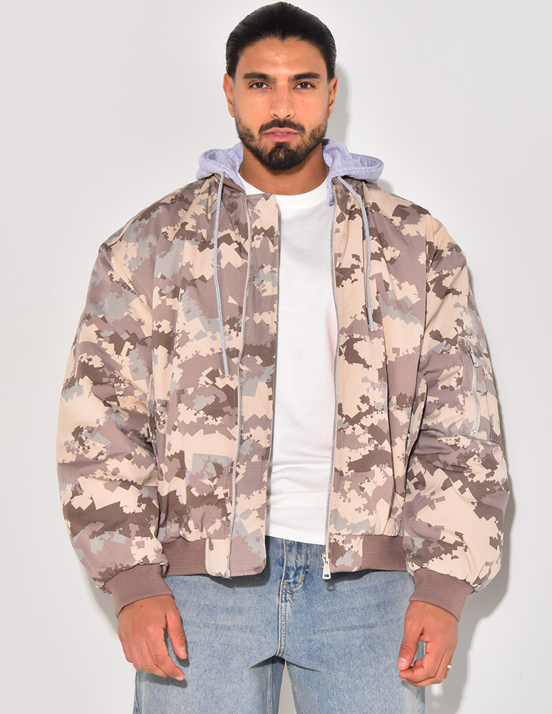 Bombers camouflage à capuche amovible