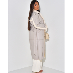 Manteau en similicuir fourré à nouer Manteau en similicuir fourré à nouer