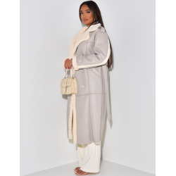 Manteau en similicuir fourré à nouer Manteau en similicuir fourré à nouer