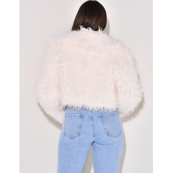   Short jacket in fluffy faux fur
