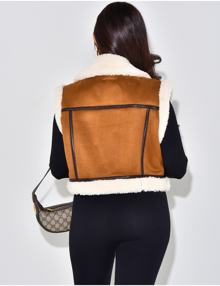 Veste aviateur courte à fourrure Veste aviateur courte à fourrure