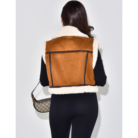 Veste aviateur courte à fourrure Veste aviateur courte à fourrure