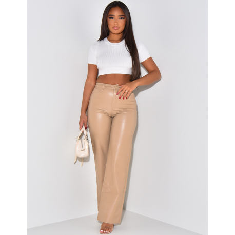 Pantalon en similicuir coupe large