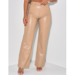 Pantalon en similicuir coupe large